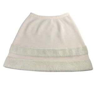 D.Exterior Mini Skirt Women Large Knit Fur Accents Beige Tan Pencil